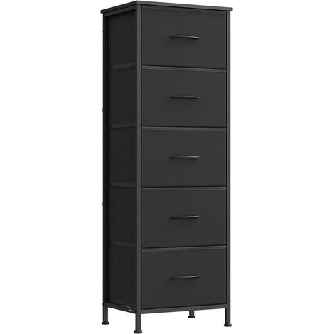 Commode de rangement design moderne 30 x 39,6 x 116,7 cm 9 tiroirs pratique style rustique en MDF noir (1/2)