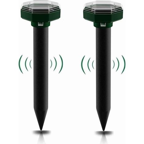Répulsif à taupes solaire, répulsif solaire ultrasonique pour taupes 2 pièces, IP65 imperméable répulsif à souris solaire, répu A492 (1/4)