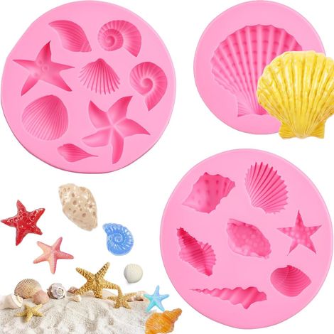 3 Pièces Moules En Silicone Thème Marin Coquillage,10cm (1/5)