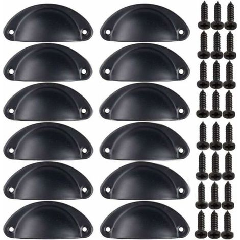 (12 pièces) poignée noire tiroir de meuble poignée de coquille vintage tiroir poignée de porte d'armoire vintage (1/4)