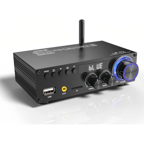 Amplificateur Audio BT5.1, Ampli sans Fil 50 W X 2 RMS, Caisson de Basses 2.1 Canaux, Récepteur Audio Stéréo, pour la Maison et L'extérieur, Interface Coaxiale Numérique USB AUX (Prise UE) (1/5)
