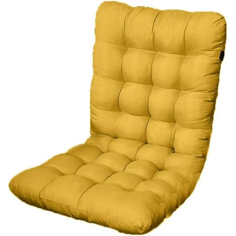 Stuhlkissen mit Rückenlehne – Sitzkissen aus hochdichtem Schaumstoff, Rutschfest mit Bändern, Komfort für Büro, Boden und Zuhause - 45×85cm Gelb (1/5)