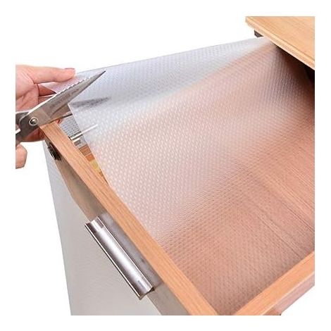 QAZQA Tapis de tiroir, tapis de tiroir polyvalent tapis antidérapant, découpable, imperméable à l'eau, pour tiroirs et cuisine,chaussures,étagères,réfrigérateur,maison,bureau,150 x 45cm(blanc/transpar (1/5)
