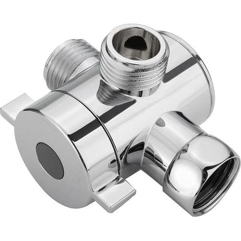 Vanne 3 voies G1/2, inverseur de douche avec robinet d'arrêt, chromé (1/5)