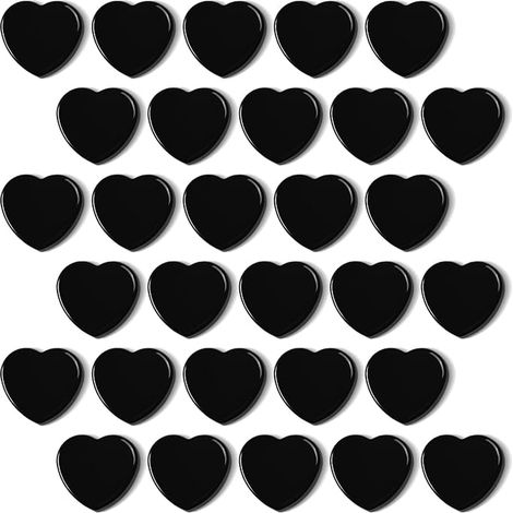 Imán de nevera, imanes para pizarra magnética, plano, pequeño, mini, decorativo – para nevera (Corazón, Negro) (1/5)