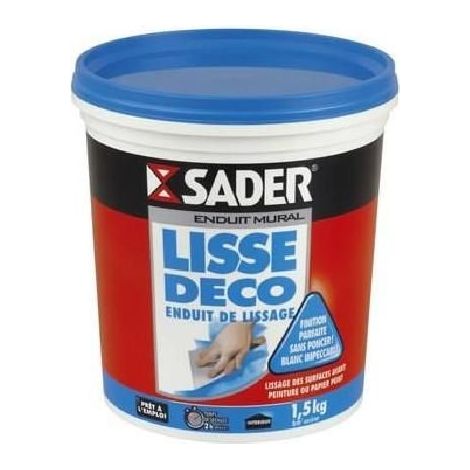 Enduit de lissage Sader blanc prêt à l'emploi pour murs et plafonds Conditionnement: 1,5KG (1/5)