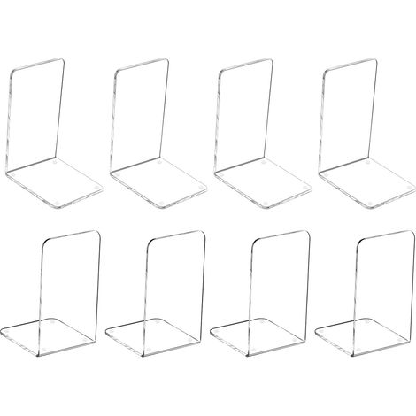 Serre-livres en plastique acrylique, acrylique transparent antidérapant, serre-livres, organisateur, décoration d'étagère, papeterie décorative, cadeau (7,08 "x 4,72" 4 paires) (1/5)