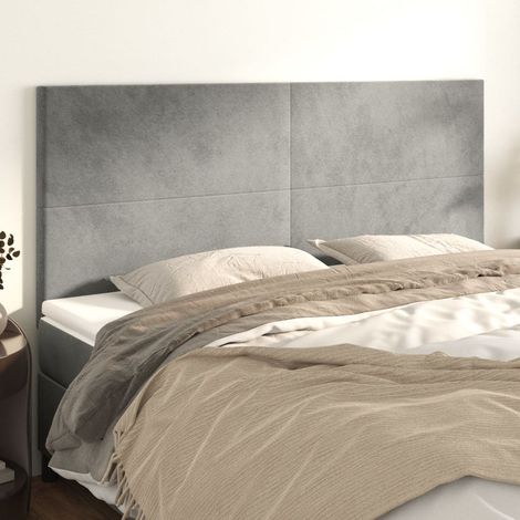 Tête de lit 200 cm en velours gris clair, hauteur réglable 118/128 cm, 22.1kg - PANGIVO (1/5)