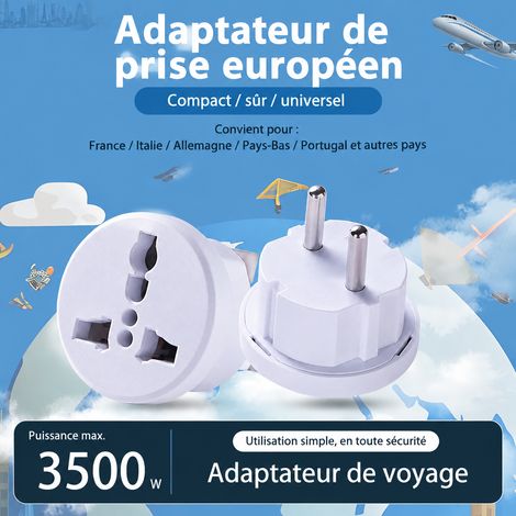Adaptateur convertisseur de prise standard européen EU modèle 162 3 broches 10A 250V 162 16 30 g – Livraison gratuite
