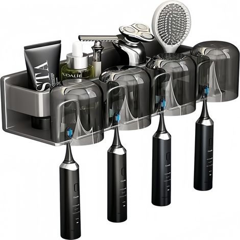 Porte-Brosse Dents Mural Aluminium 13x7.5x7.5cm sans Perçage (1/5)