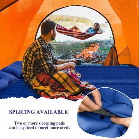 Matelas de Camping de 12 cm d'épaisseur, Ultraléger Matelas Gonflable Camping Pliable pour Camping Tente Randonnée,Bleu (1/4)