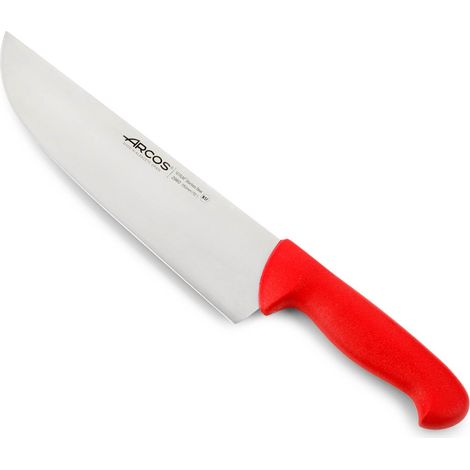 Coltello da macellaio Arcos Colore - Prof. 296022 in acciaio inox Nitrum e mango ergonomico rosso Polipropilene e 25 lama cm.