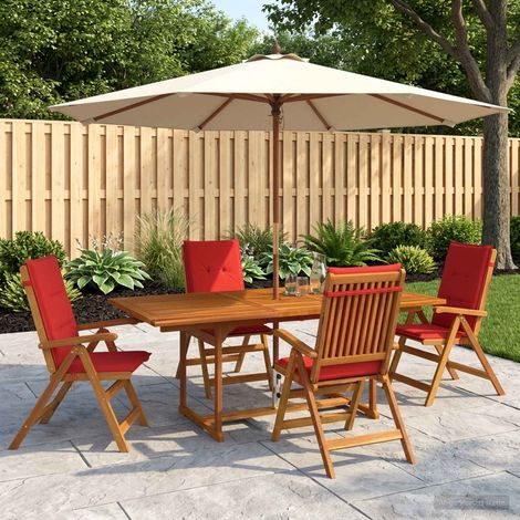vidaXL Juego de comedor de jardín de 5 piezas Natural (1/5)