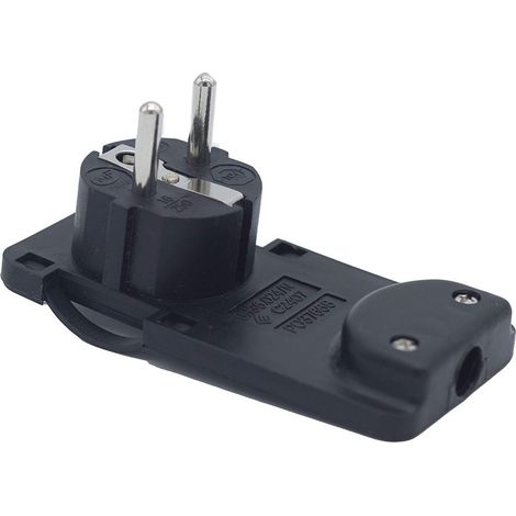 Cheville coudée après meuble noir 16 A/250 V. (1/4)