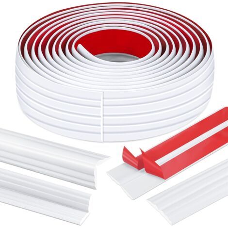 QORVA-Bande d'angle autocollante en PVC flexible blanc 3M, 300 x 4 cm, plinthe autocollante flexible à découper, arrondi flexible, protection d'angle murale, bande de finition