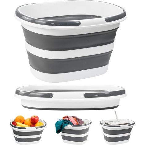 16L Foldable Mop Bucket, Foldable Silicone Cleaning Buckets, Rectangular Water Bucket, Multi-Use for Bathroom, Kitchen, Garden, Camping (1/5)
