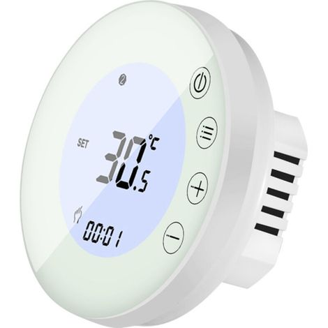 Thermostat numérique intelligent programmable avec écran tactile LCD rond rétroéclairé pour la maison, l'école, le bureau et l'hôtel. Contrôleur de température ambiante avec écran tactile LCD rond. (1/5)