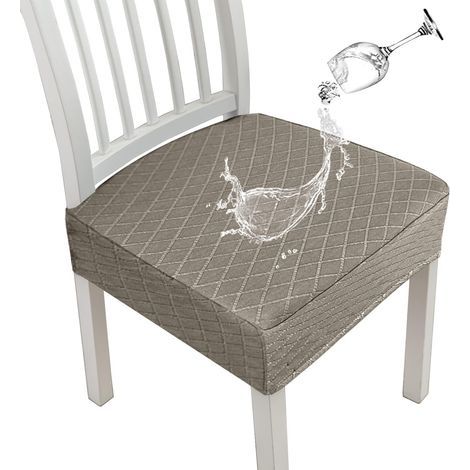 6 pezzi di coprisedie per sedie da pranzo con motivo a rombi grigio-marrone 35-55 cm, coperture elastiche per sedie da cucina e sala da pranzo (1/5)