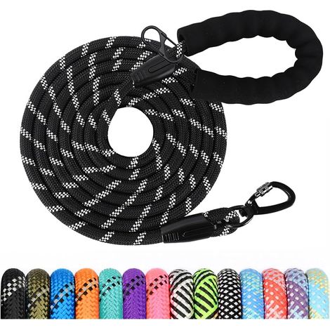 Longe pour Chien, 1,2M/ 1,5M/ 2M/ 3M/ 5M/ 10M/ 15M/ 20M/ 30M Laisse de Dressage pour Chien, Long Laisse avec Poignée Rembourrée pour Petits, Moyens et Grands Chiens (1/5)