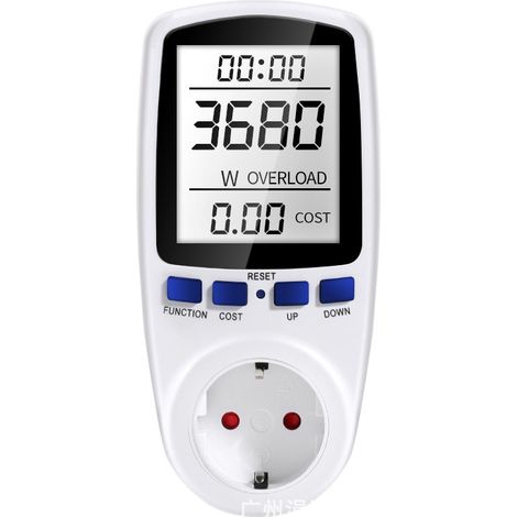 Energiezähler-Wattmeter-Steckdose, Strom-Energiezähler-Steckdose mit 7 Modi, Energiezähler mit LCD-Anzeige zum Energiesparen, 3680 W (Einzeltarif) (1/5)
