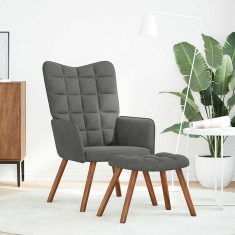 Maison Exclusive - Poltrona Relax con Sgabello in Velluto Grigio Scuro