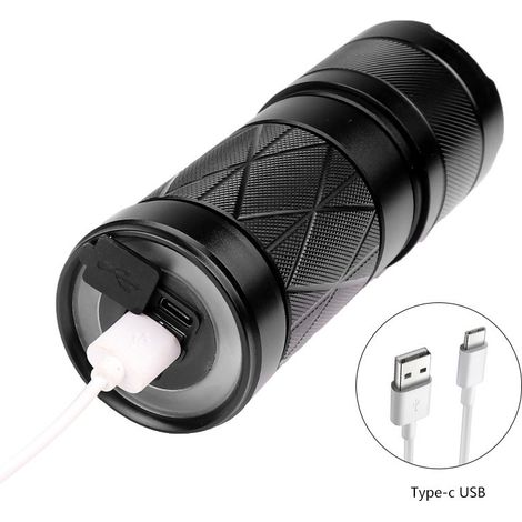 Nouvelle lampe torche laser blanche zoom P70, rechargeable par USB TYPE-C, avec une lumière puissante et longue portée. (1/5)