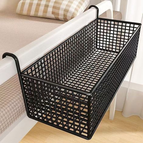 Étagère de rangement suspendue en fer forgé, 1 pièce - Organisateur suspendu en maille tissée noire, peu encombrant, idéal pour chambres d'étudiants, chambres à coucher et armoires (1/3)