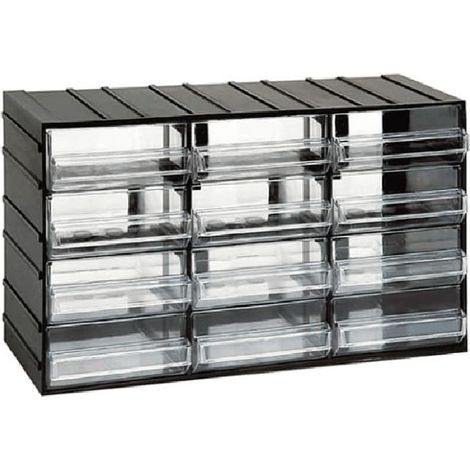 Étagère avec 12 tiroirs, fabriquée en bois, idéale pour l'organisation et le rangement, facile à assembler et durable