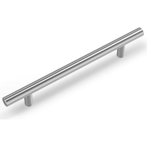 Ensemble de cinq poignées de porte, poignée de cuisine, poignée de meuble, poignée d'armoire, acier inoxydable brossé (espacement des trous de 128 mm). (1/5)