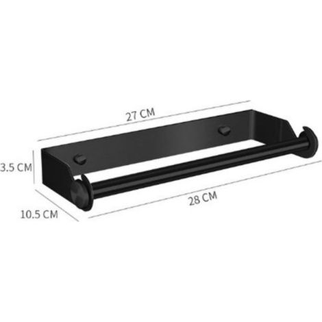 Supporto da parete per rotolo di carta igienica e pellicola trasparente, acciaio inox nero, 28 cm, capacità di carico 10 kg (1/3)