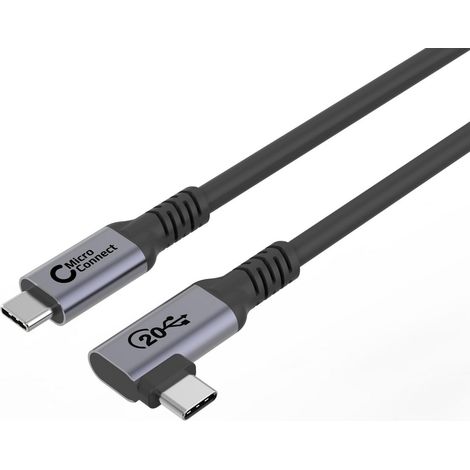 Cable USB-C Premium MicroConnect de 3 m, 20 Gbps, 100 W, USB 3.2 Gen 2x2, en ángulo, USB3.2CC3-A