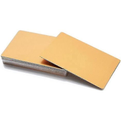 50 cartes de visite en métal (alliage d'aluminium) vierges pour gravure laser, personnalisables, 10 couleurs au choix.-86mm x 54mm x 0.2mm-Light Gold (1/3)