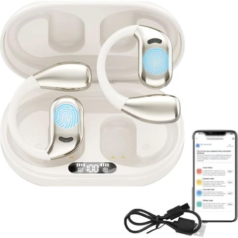 Traducteur Ecouteur - Bluetooth 5.4 - Traduction Vocale En Temps Réel - Lecture Audio Et Appel Téléphonique - Autonomie 4 H - Noir - 1 Pièce (1/5)