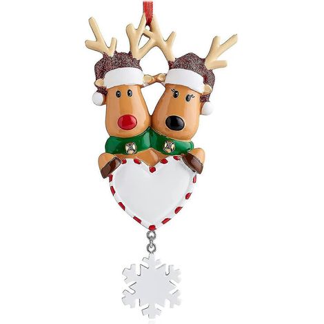 Adorno navideño personalizado de familia de ciervos (2, 3, 4, 5, 6 figuras) - Lindo regalo de invierno de ciervos de Papá Noel - Set de decoración navideña familiar duradero - Regalo creativo (1/4)