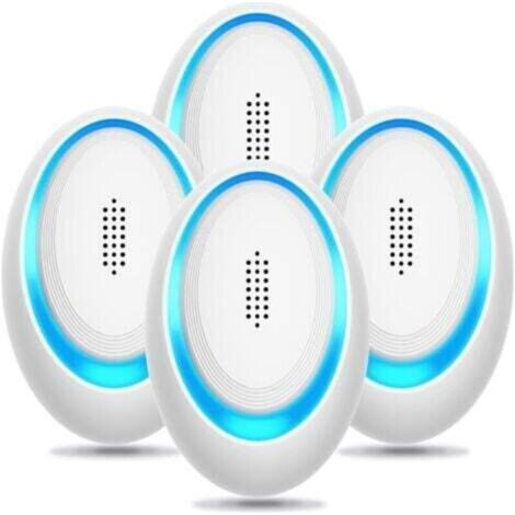 Lot de 4 répulsifs à ultrasons pour insectes, piège électronique à souris pour l'intérieur, insert répulsif contre les moustiques et les araignées, répulsif efficace contre les rongeurs