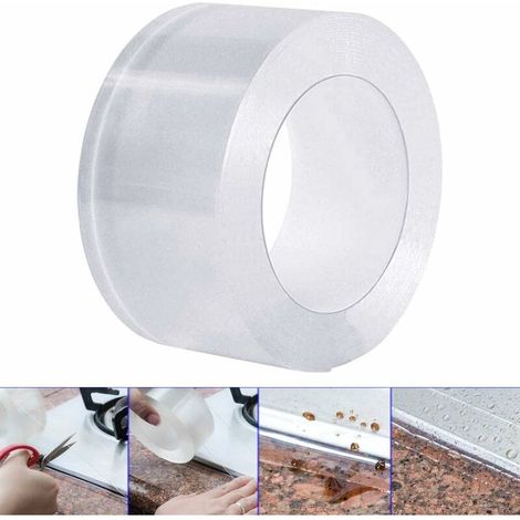 VURAHOME - 10m × 5cm Bandes d'angle de cuisine en PVC étanche Bande de mastic mural Ruban adhésif d'étanchéité en acrylique (transparent) (1/5)