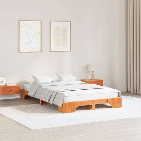 Bettrahmen Wachsbraun 135 x 190 cm Massives Kiefernholz (1/5)