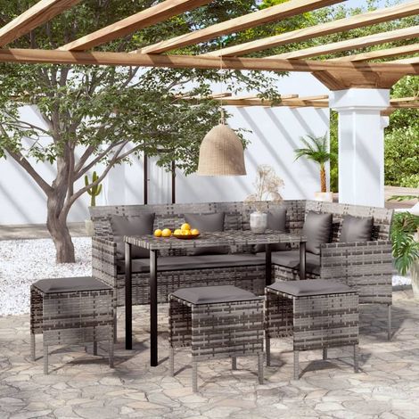Set Divano a L con Cuscini 5 pz Grigio in Polyrattan vidaXL (1/6)