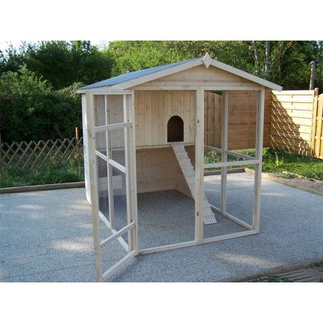 Poulailler 4,69 m² PO1624 – Pour 6 à 10 poules – Bois d'épicéa certifié FSC – Hauteur 204 cm – Grillage en acier 25 mm – Foresta (1/5)