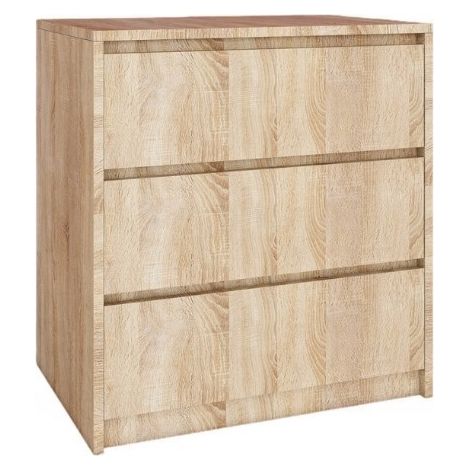 Cassettiera con 3 cassetti in rovere Sonoma senza maniglie 70x75x43 cm (1/5)