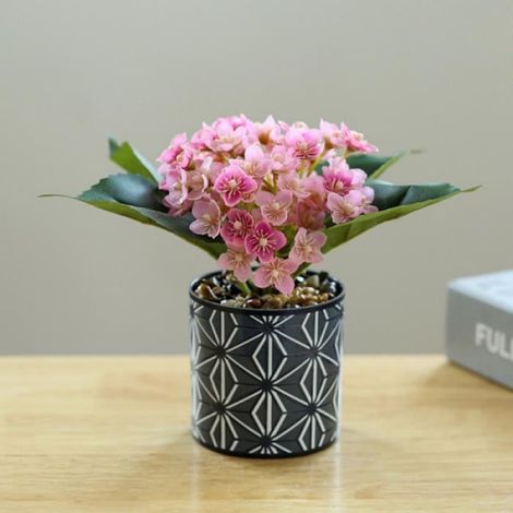 Fleurs Artificielles avec,Centre de Table Bouquet Floral d'Hortensia et pour Décoration de Maison, Salon ou Bureau,Rose
