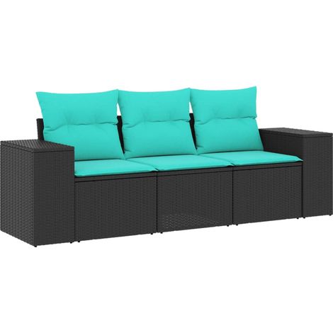 Maison Exclusive - 3-teiliges Gartensofa-Set mit Kissen, schwarze (1/5)