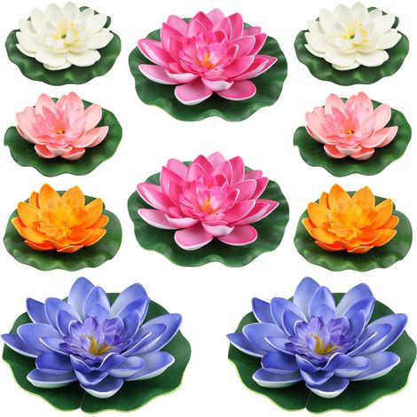 Fleurs Flottantes, Nénuphar Artificiel Lotus Ornement Flottant Fleur de Lotus Mousse Flottante Plantes pour Étang Patio Jardin Piscine 10 Pièces (1/5)
