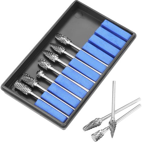 10 pcs Double Coupe de Tungstène Burres Rotatives en Carbure Massif En Acier Set 2,35 6mm Queue Foret de Torsion de Tiges Pour Outils Rotatifs Dremel (1/5)