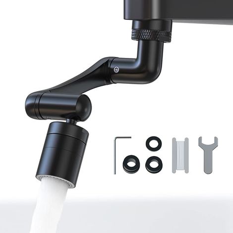 Rallonge Robinet Cuisine Pivotante à 1440° pour Salle de Bain Noir (1/5)