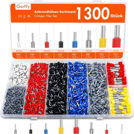 1300 Pièces Embouts de Cablage, 0,5-10 mm² Cosses Electriques a Sertir, Isolé Embout Cable Electrique, Cosse à Sertir pour Connexion de Fils (1/5)