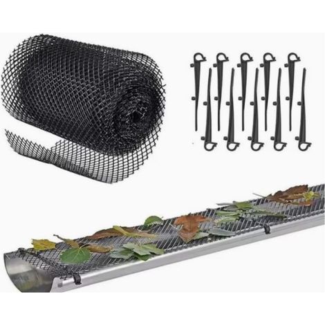 10 Clip Gutter Guard with Hooks for Easy Installation, 16cm x 6m, High-Strength Plastic, 1 Pack, Black (1/5)