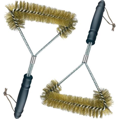 2 pièces Brosse Barbecue,12 pouces/30.5 cm BBQ Outils Accessoire Barbecue, avec Poils en Laiton, Sécurité Anti-brûlure, pour Nettoie Rapidement et efficacement Toutes Les grilles à 360° (1/5)