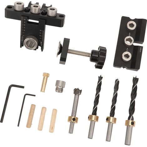 Aluminium-Bohrschablone, präzise Bohrführung für Dübel, Holzbohrschablone, Werkzeug für die Möbelbearbeitung, schneller und genauer Positionierer. (1/5)