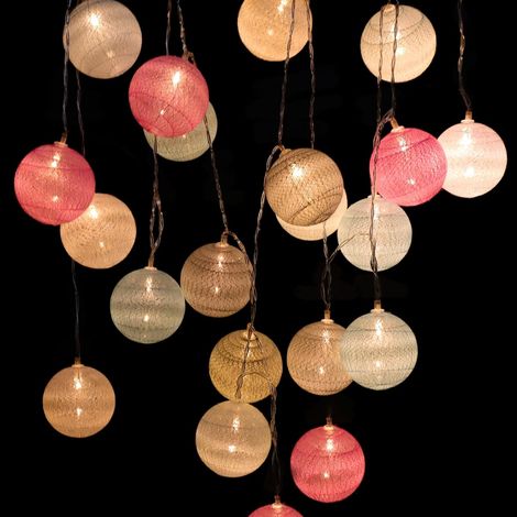 3m Guirlande Boule Lumineuse 20 LED Ø5,8cm Boule de Coton Guirlande Lumineuse Intérieur et extérieur Guirlandes Lumineuses pour Chambres Balcon Fête et Décorations Festives(Coloré) (1/5)